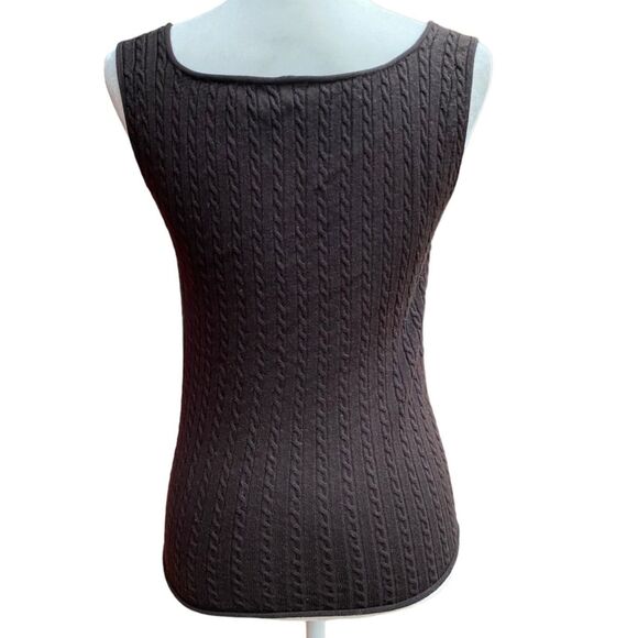 Vtg Armani Collezioni Cable Knit Virgin Wool Sweater Vest Brown Made in Italy 8 - Picture 3 of 8